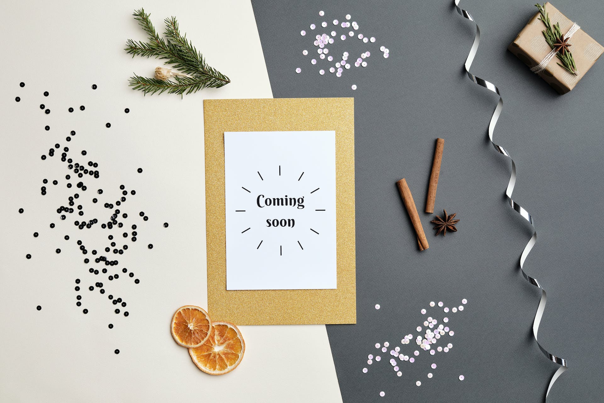 Coming Soon Greeting Card on White and Brown Star Print Textile - Photo by Boris Pavlikovsky: https://www.pexels.com/photo/happy-birthday-greeting-card-on-white-and-brown-star-print-textile-5499120/